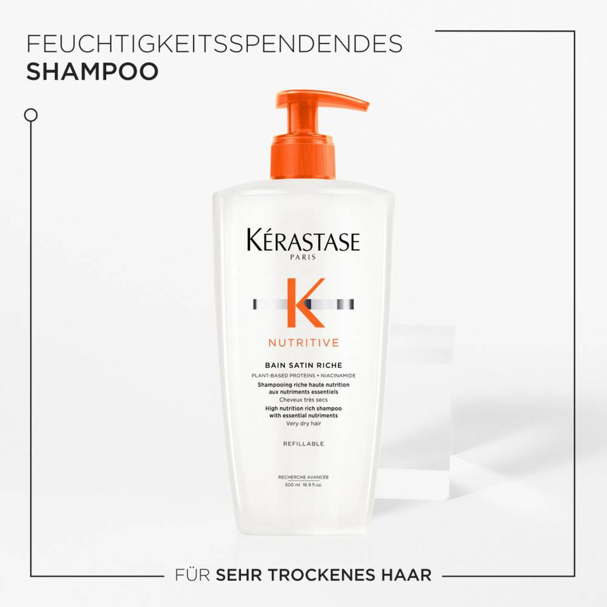 Kérastase Nutritive Bain Satin Riche Shampoo 500 ml – Detailansicht der Kérastase Nutritive Verpackung