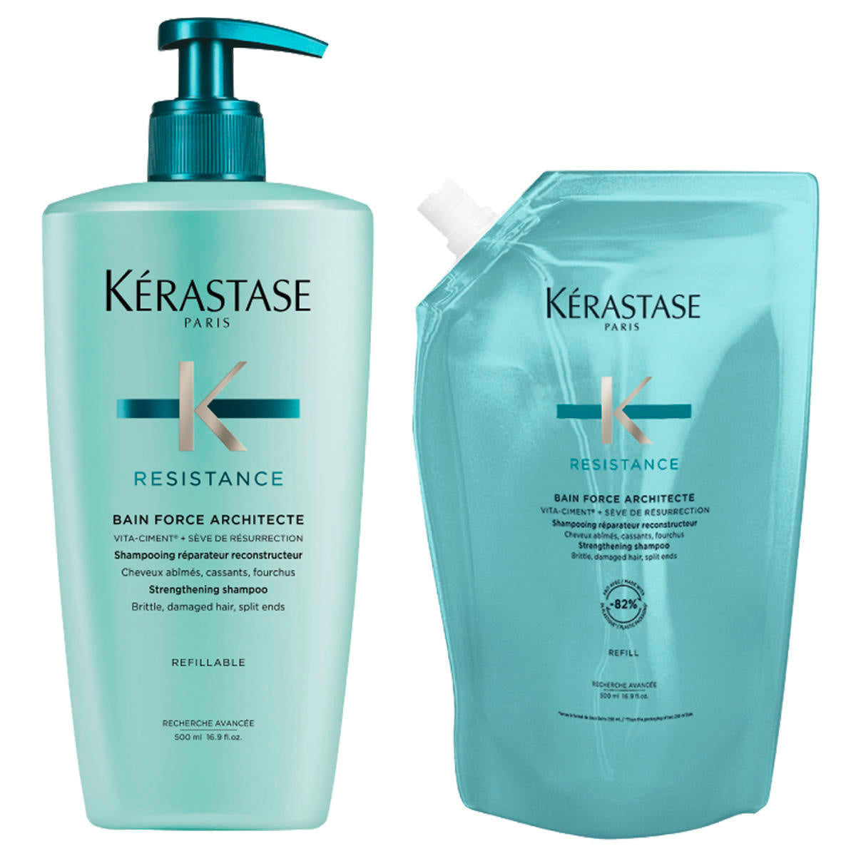 Kérastase Résistance Bain Force Architecte Refill Set 2×500 ml